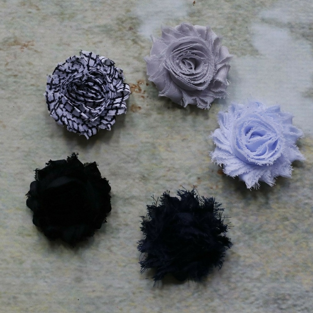 New set of 5 shabby chic hair clips